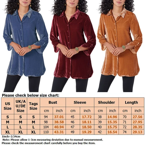 Blusa Prendas para el torso holgada informal de terciopelo manga larga para mujer - Imagen 5 de 27