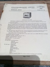 Kolster-Brandes Ltd Television Service Data LVT50