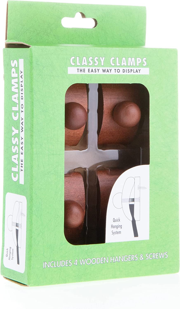 Classy Clamps Wooden Quilt Wall Hangers 4 Small Clips 2” x 1.25