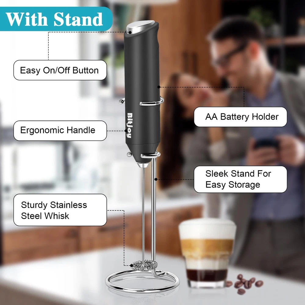 Milk Frother Electric Mixer Coffee - Battery Operated Whisk Handheld Drink Stirr