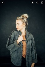 Free People Denim Dolman Washed Black Jacket