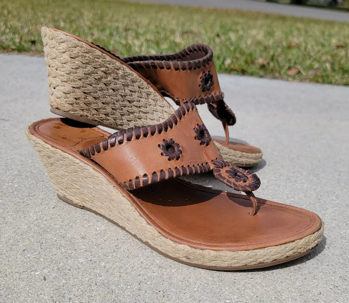 Jack Rogers Marbella Mid Espadrille Brown Wedge Sandal Size 9