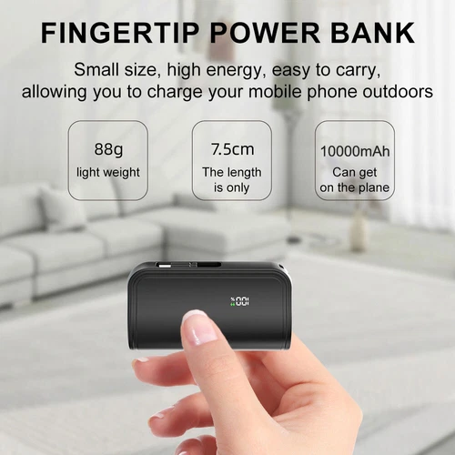 LED Mini Portable Charger 10000mAh Power Bank USB C Charging For iPhone NEW - Picture 12 of 13
