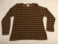 Vintage Talbots 90's Herringbone Brown & Black Top XL