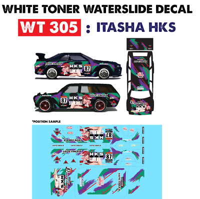 WT305 White Toner Waterslide Decals ITASHA HKS For Custom 1:64