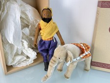Steiff Tier 412080 Filzpuppe Inder mit Elefant 40 cm + 21 cm Top Zustand  