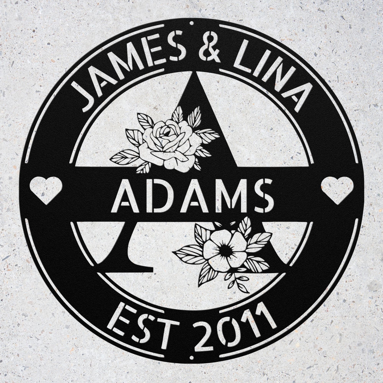 Custom Couple Metal Sign A to Z Initial Monogram Signs Last Name Family Gift