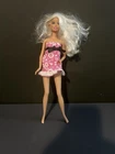 Blonde Blue Eyed 1999 Barbie Pink Flower Dress