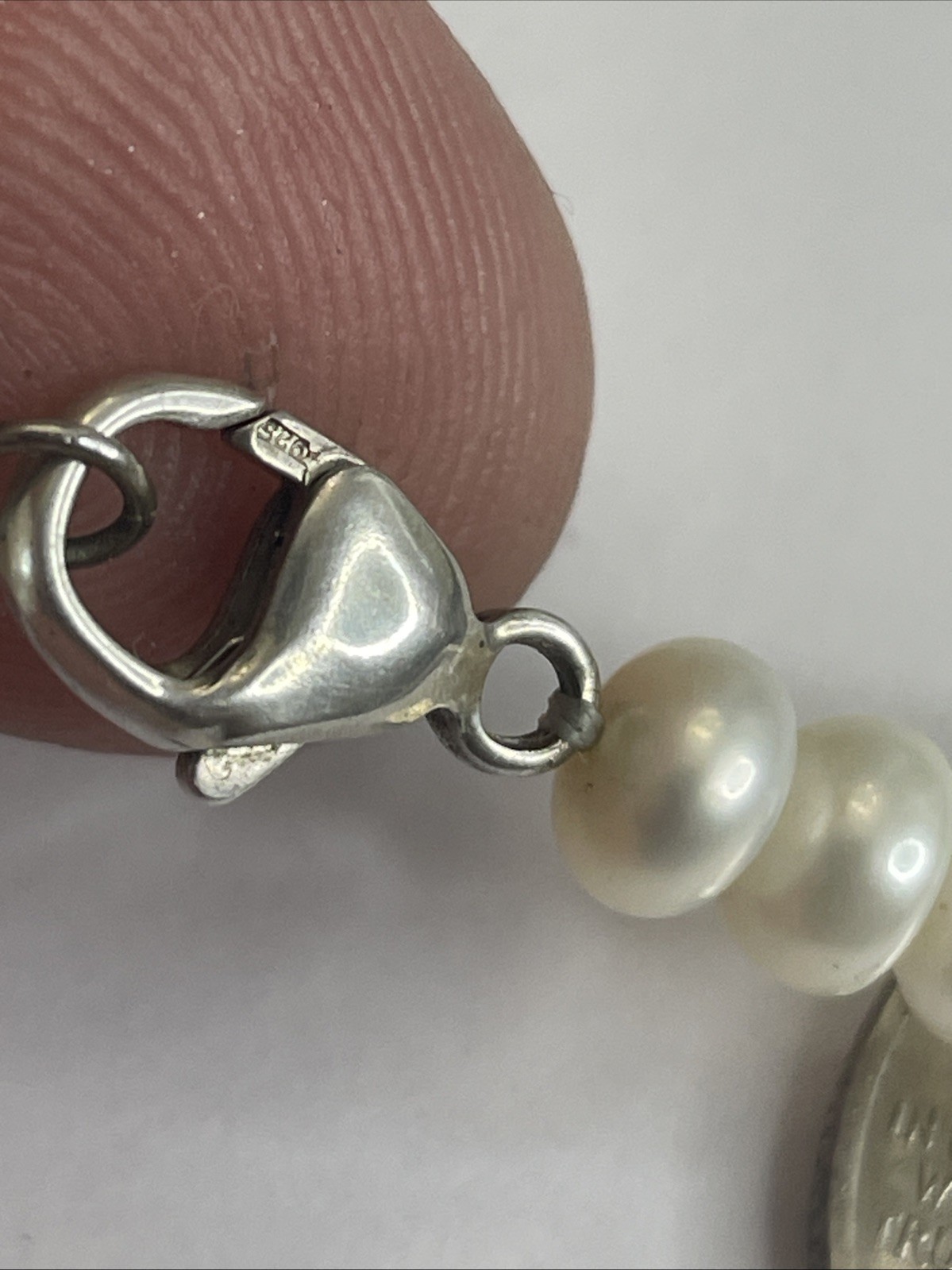 18” Button Pearl Necklace With Solid Sterling Har… - image 4