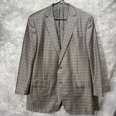 Ermenegildo Zegna Mila Trofeo Light Wool Blazer Jacket Size 48L Brown Blue Plaid - Image 1 of 4