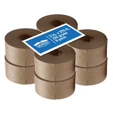 Kraft Reinforced Water Activated Tape 3'' x 375' 8/CS - Grade 235 by The Boxery