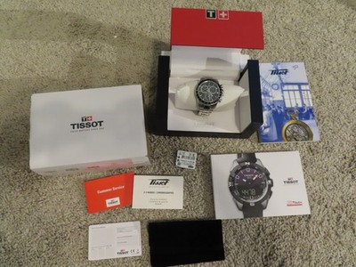 Tissot V8 Swiss Men's SS Steel Watch Black Dial Chronograph 1853 Nice! w/box tag