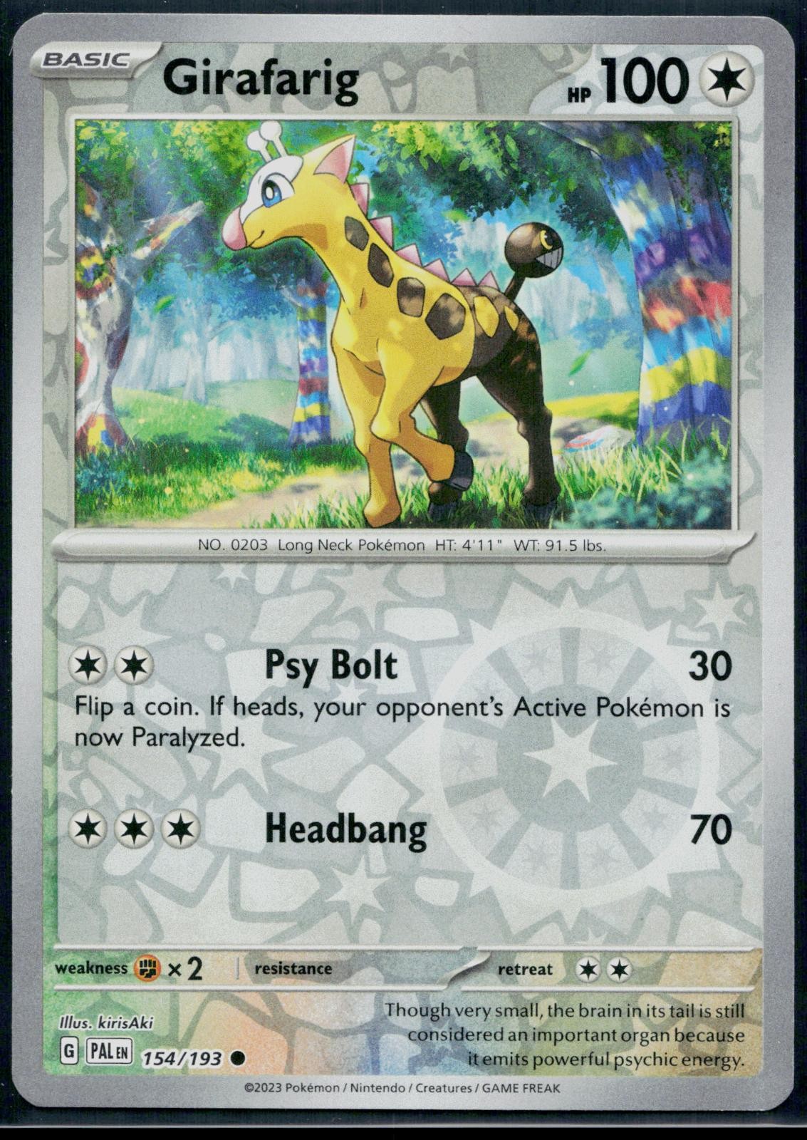 Girafarig 154/193 Common Paldea Evolved Pokemon Reverse Holo Near Mint