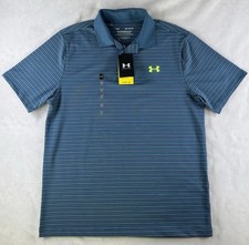 Under Armour Performance Golf Polo Shirt Mens Medium Striped UPF 40 Loose