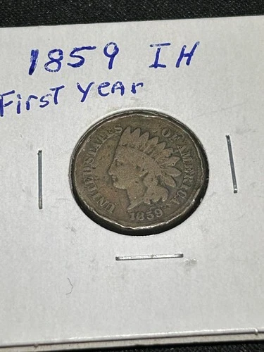 1859 Indian Head Cent first year scratched rev but fairly nice coin Circulated