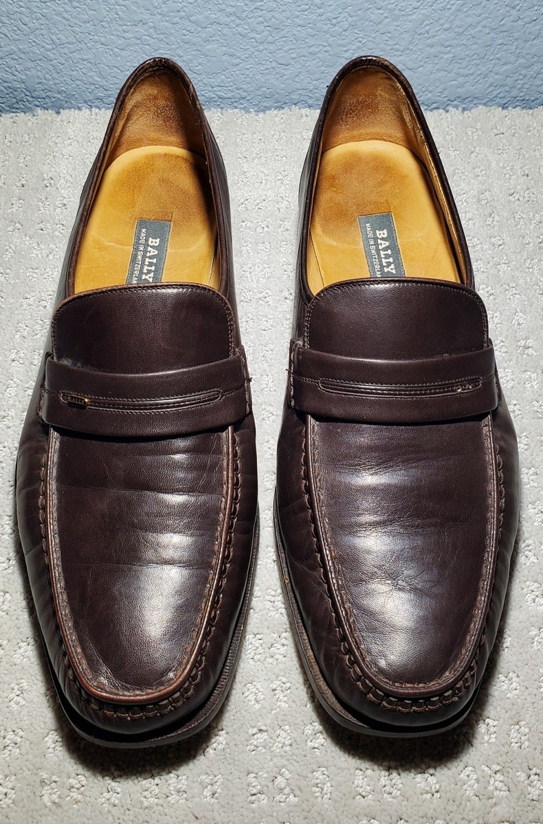 Bally Mens Penny Loafers 9.5 Black/Brown Leather Suede Two Tone Casual Swiss Bally Men main image 4