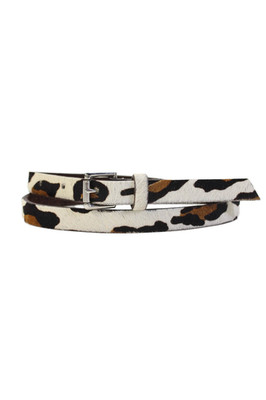 Below The Belt Womens Cow Print Skinny Belt White Brown Size Medium