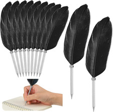 12 Pcs Feather Ballpoint Pen Ink Quill Vintage Quills Pen Soft Fluffy Office Wed