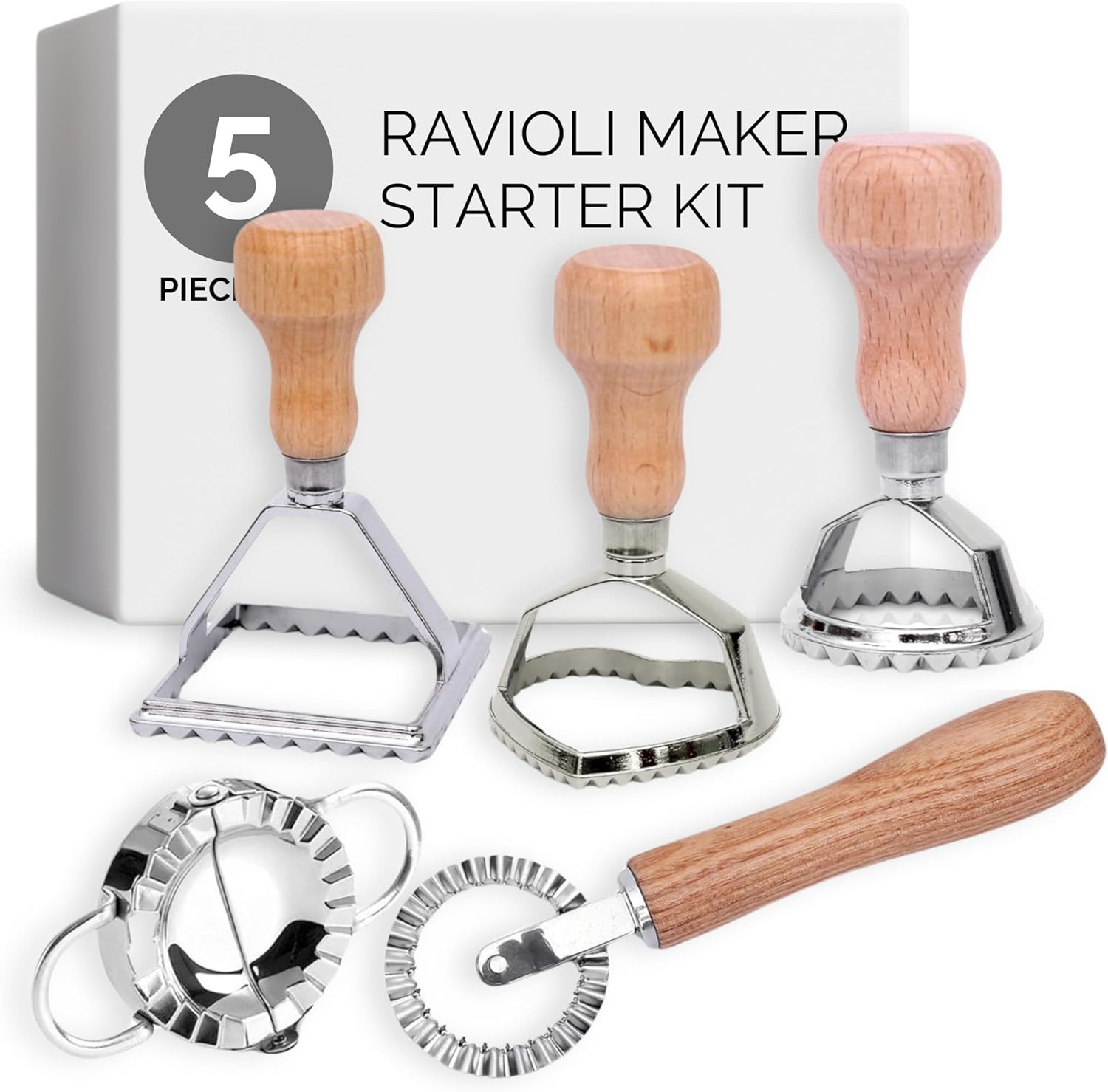 Stampi per Ravioli in Legno e Acciaio: Kit Pasta Fresca per Tutta la Famiglia