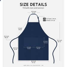 Apron for Men Women, Adjustable Cooking Kitchen Chef Aprons with 2 Pockets