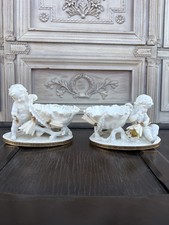 ATEMBERAUBENDES Paar antike um 1898. MOORE BROS. Cherub KAKTUS Schalen MITTELST&Uuml;CK