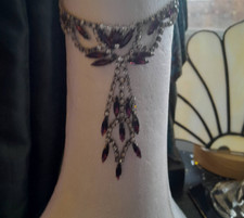 vintage necklace and earrings in diamante and pink navett stones