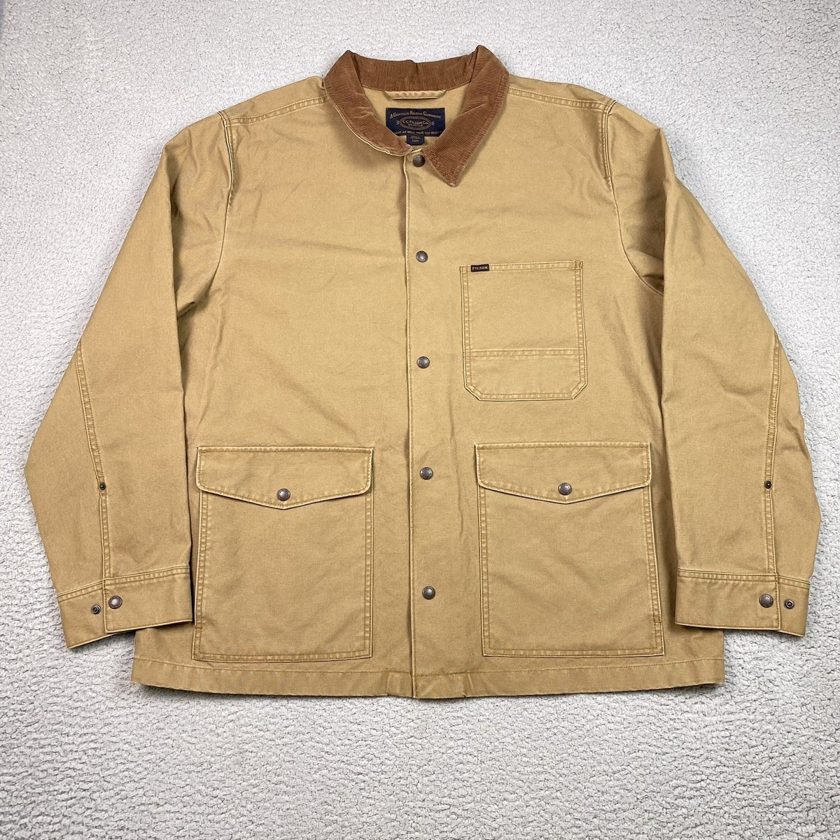 CC Filson Dry Tin Cloth Ranch Jacket Mens Size 3XL Tan Heavy