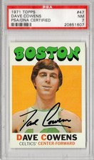 1971 TOPPS DAVE COWENS BOSTON CELTICS SIGNED RC #47   PSA 7   PSA/DNA CERTIFIED