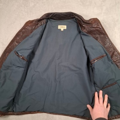 Torras Leather Jacket Mens XXL Brown Biker Cafe Racer Vintage