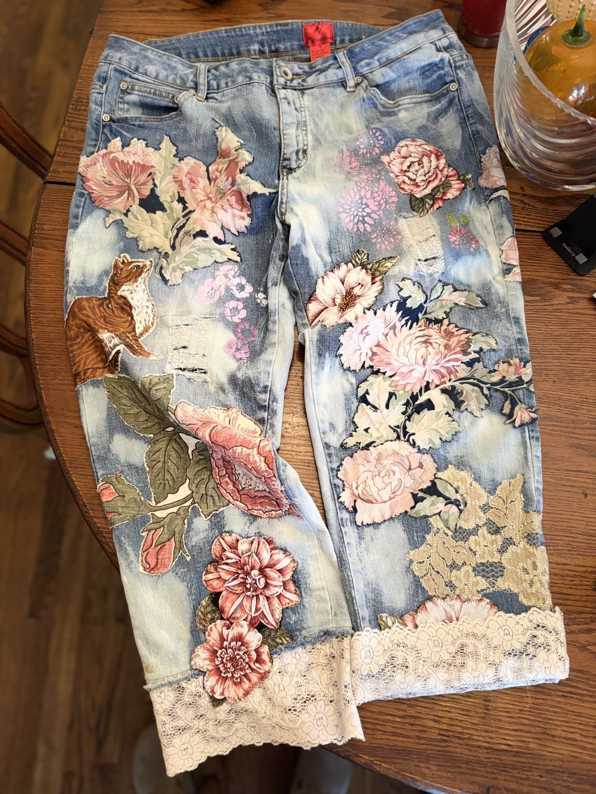 Handmade Upcycled Patchwork Jeans CottageCore Boh… - image 14