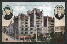 Brougher Burdette Auditorium Temple Baptist Church Los Angeles CA postcard 1910s