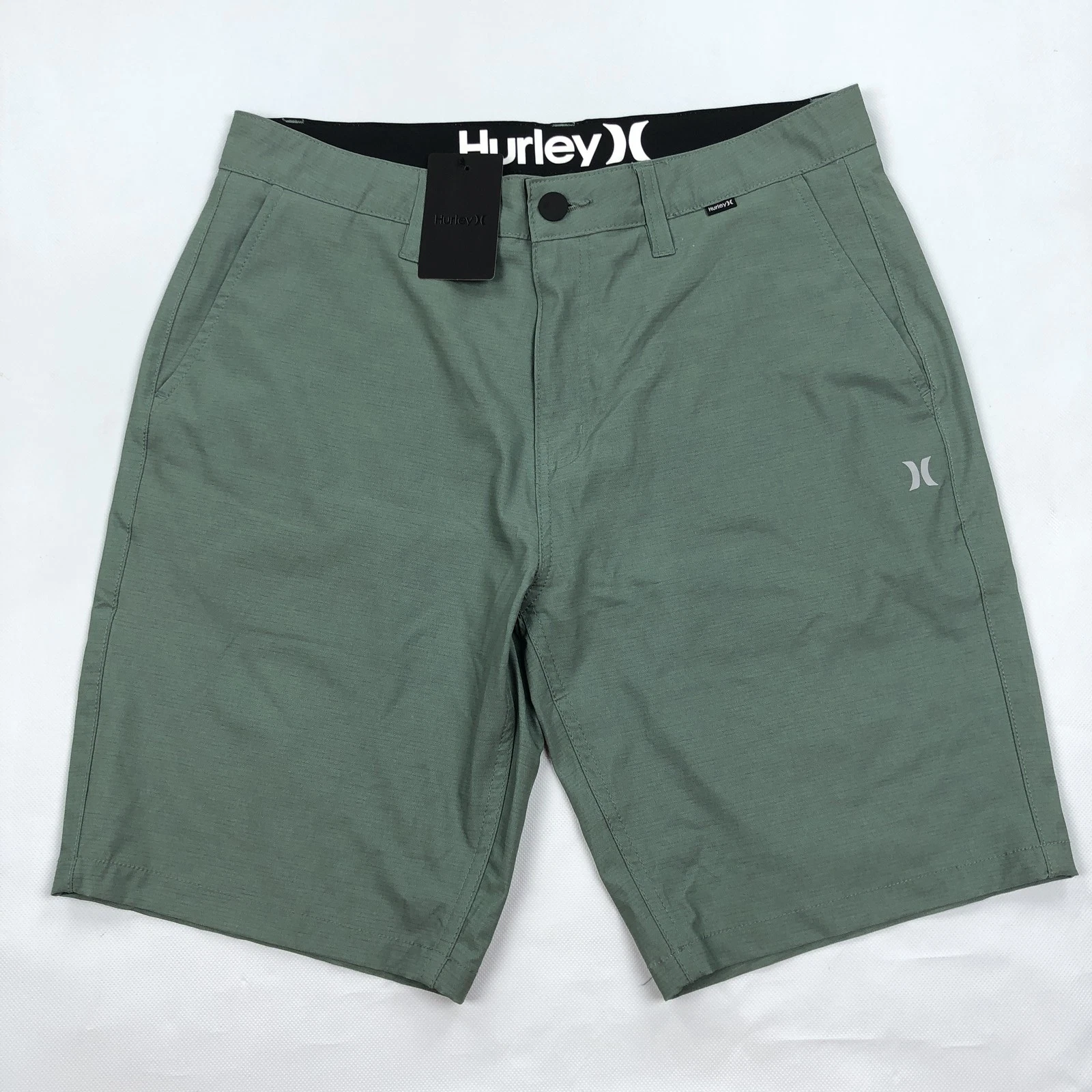 Hurley Men's Hybrid Printed Walk Shorts Size 32 Cilantro Green Flat Front Quick