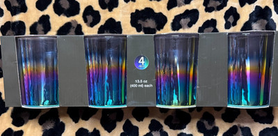 CIRCLEWARE Circle Ware Rainbow Ombre Tumbler Glasses 13.5 oz Set Of 4 Iridescent