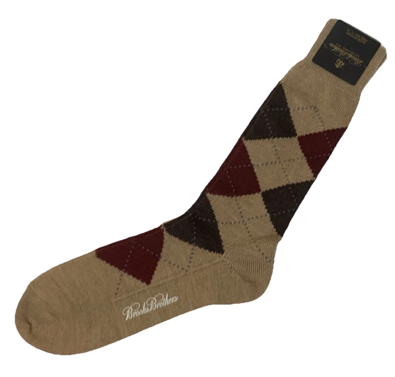 Vintage 1990s Brooks Brothers 80% Merino Wool Browns Burgundy Argyle Socks Italy