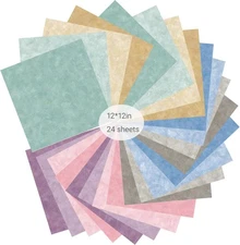 24-Sheet 12x12 Scrapbook Paper - Double-Sided 160gsm Cardstock for Assorted 