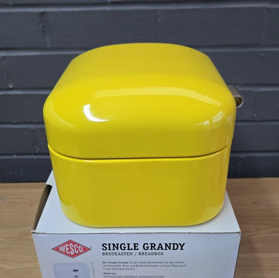 Wesco Single Grandy Bread Box Bin Yellow  Powder-Coated Steel New with box Retro - Image 4 of 4