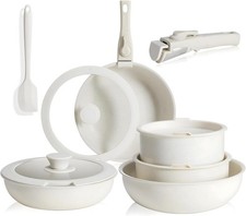 12Piece Kitchen Induction Cookware Set Granite Non Stick Pots and Pans Set w/Lid