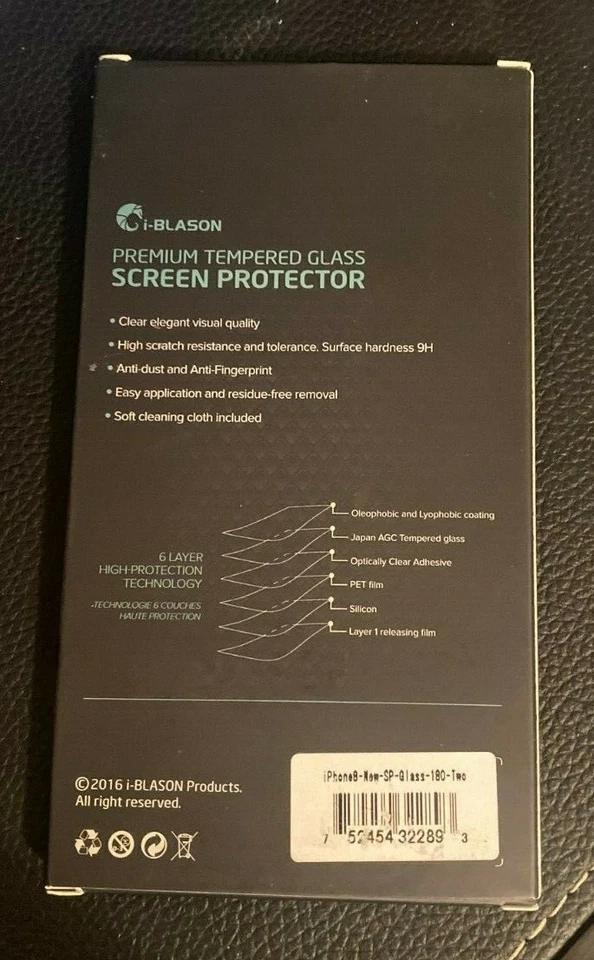 i-Blason iPhone 7 和 8 屏幕保护膜,高级高清钢化玻璃 2 件装 — 第 2/2 张图片