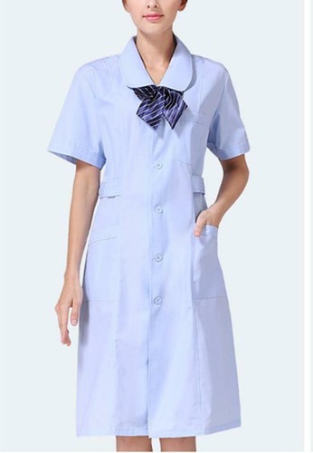 Women Nurse Dress Female Doctor Dress Beautician Lab Work Clothes Long Coat - Picture 4 of 12