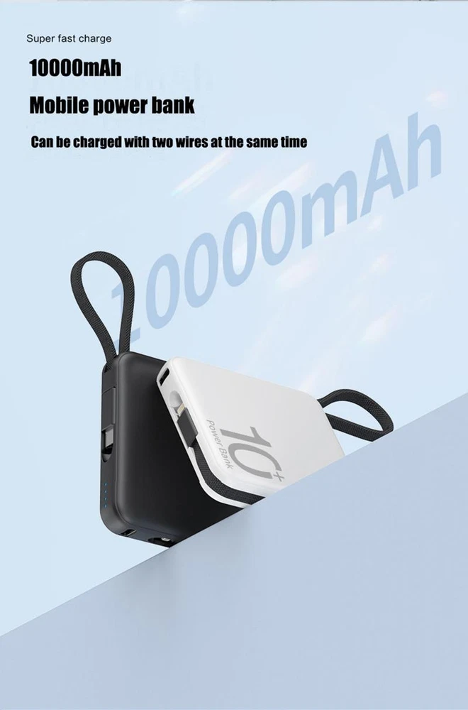 Portable 10000mAh Mini Power Bank - Dual USB 10W Fast Charging in Multicolor