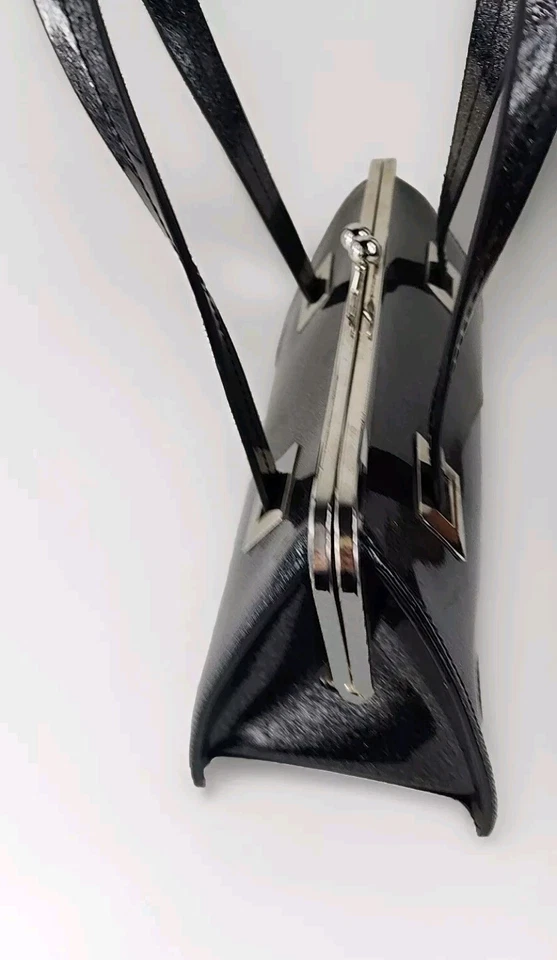 Hell Bunny Black Sparkle Lock Kiss Clasp Ball Handbag Purse 8 H X 11 W 5 Dust - Image 4 of 4