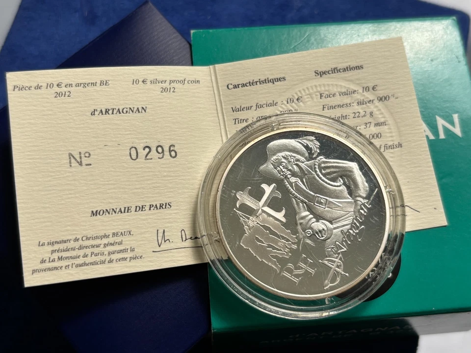D`ARTAGNAN FRANCE MONNAIE DE PARIS WRITER   SILVER 10e 2012 Dumas - Image 4 of 4