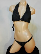 Exotic dancer stripper mediuml black two piece bikini dance outfit-dancewear