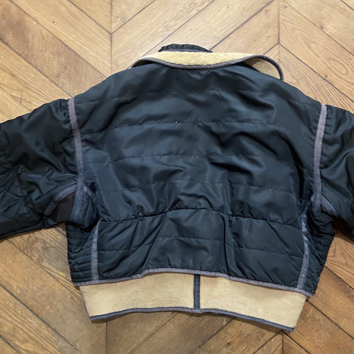 Chevignon 80s Cosmo Quilted Aviator Bomber Jacket Black Rare | eBay