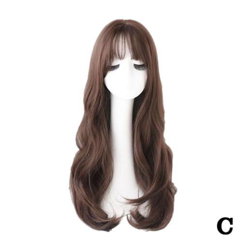 70cm Long Curly Hair Wig with Air Bangs Women Natural Fluffy Hair Wigs H8E5 - Picture 18 of 20