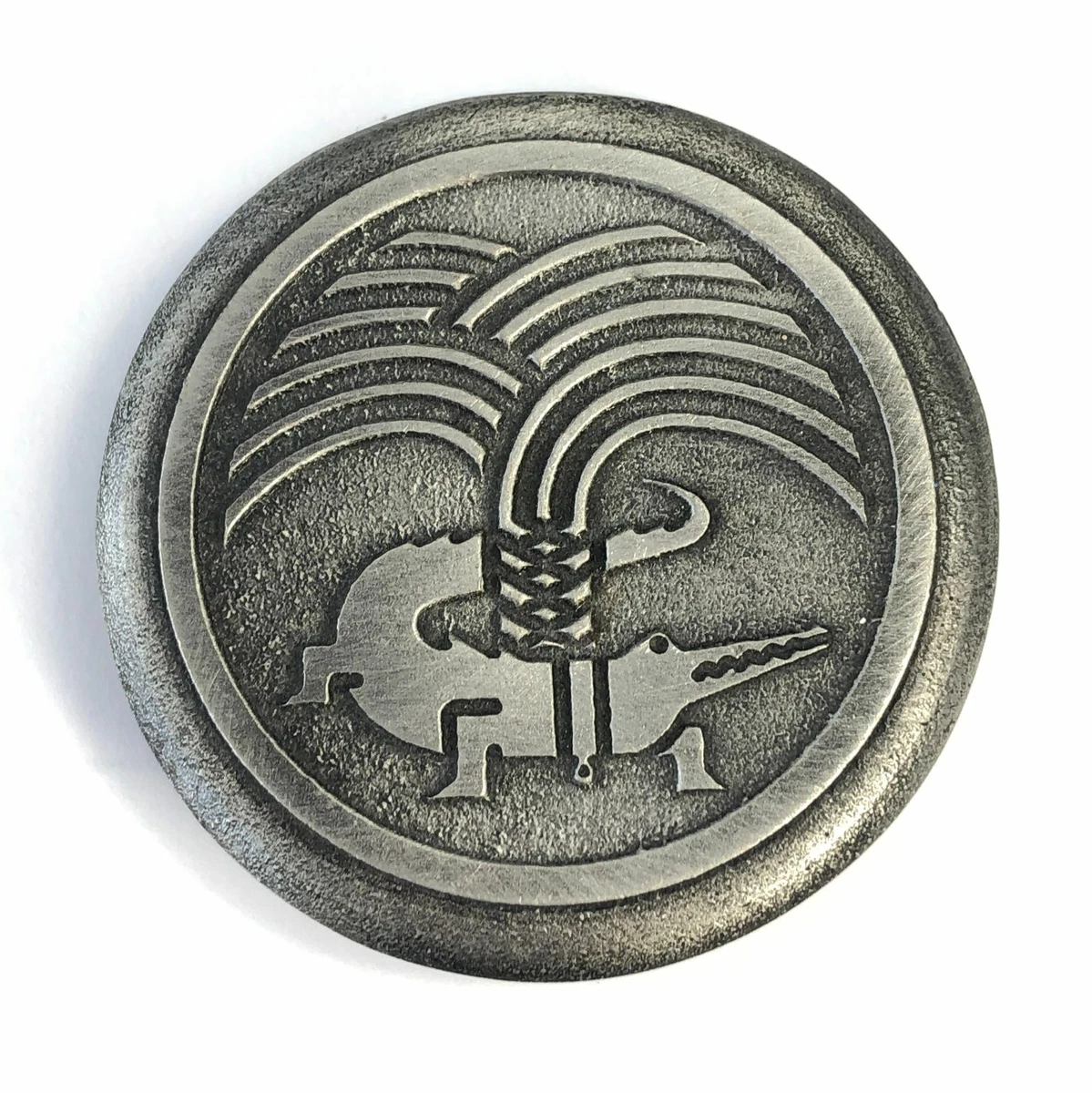 Alligator Belt Buckle Gator Symbol Pewter Plate Style Round 2.5