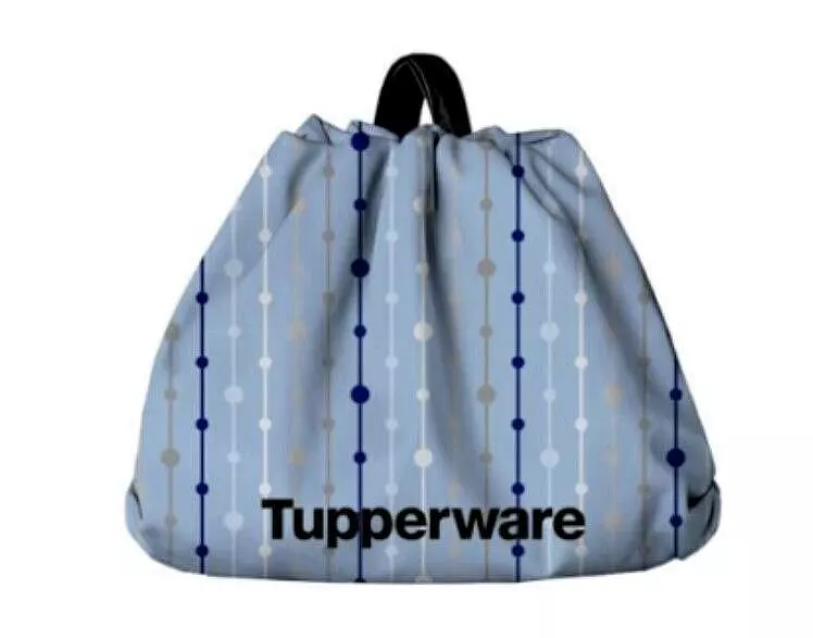 Tupperware Drawstring Cinch Bag w/ Zippered Pockets Reusable Bag NEW ❤️