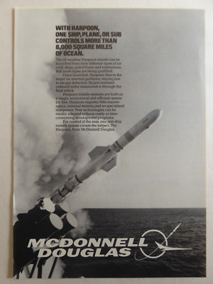 4/1983 PUB MCDONNELL DOUGLAS HARPOON ANTI SHIP MISSILE US NAVY ORIGINAL AD