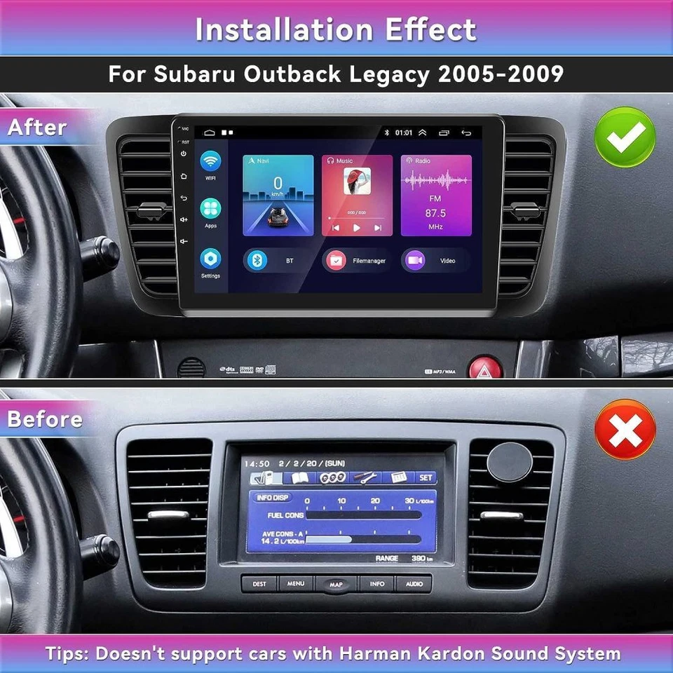4+64 GB Android 15 Carplay para Subaru Outback Legacy 2003-2009 radio estéreo de coche Foto 3 de 4