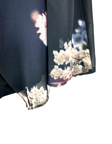 Phase Eight Navy Chiffon Floral Blouse Size 14 Round Neck, Lined - Picture 6 of 9